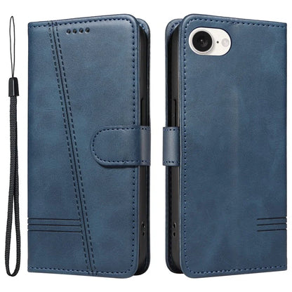 For iPhone SE (2024) Case Wallet Leather Flip Phone Cover with Hand Strap