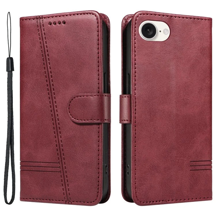 For iPhone SE (2024) Case Wallet Leather Flip Phone Cover with Hand Strap
