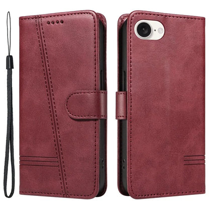 For iPhone SE (2024) Case Wallet Leather Flip Phone Cover with Hand Strap
