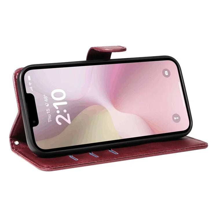 For iPhone SE (2024) Case Wallet Leather Flip Phone Cover with Hand Strap