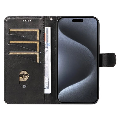For iPhone 15 Pro Case PU Leather Folio Flip Wallet Phone Cover