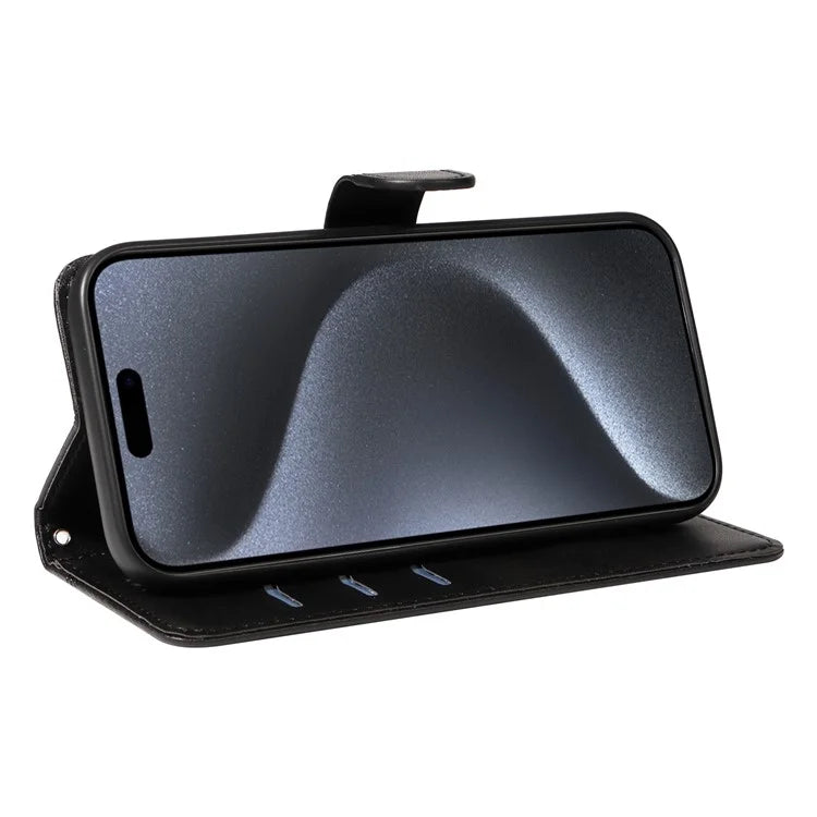For iPhone 15 Pro Case PU Leather Folio Flip Wallet Phone Cover