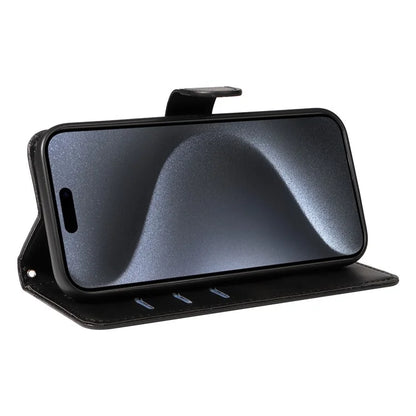 For iPhone 15 Pro Case PU Leather Folio Flip Wallet Phone Cover