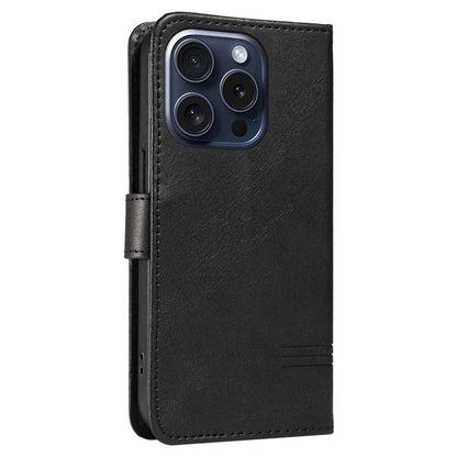 For iPhone 15 Pro Case PU Leather Folio Flip Wallet Phone Cover