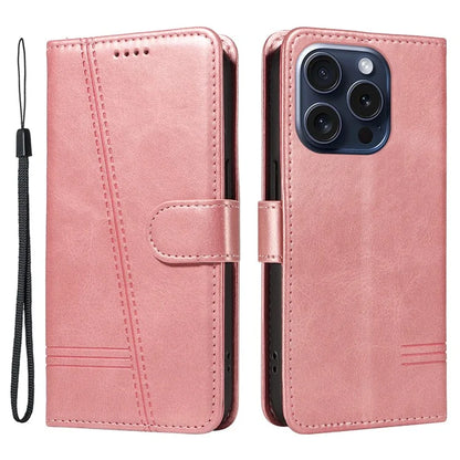 For iPhone 15 Pro Case PU Leather Folio Flip Wallet Phone Cover