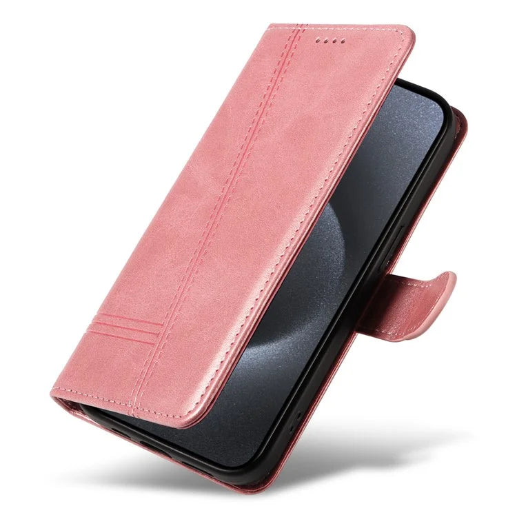 For iPhone 15 Pro Case PU Leather Folio Flip Wallet Phone Cover