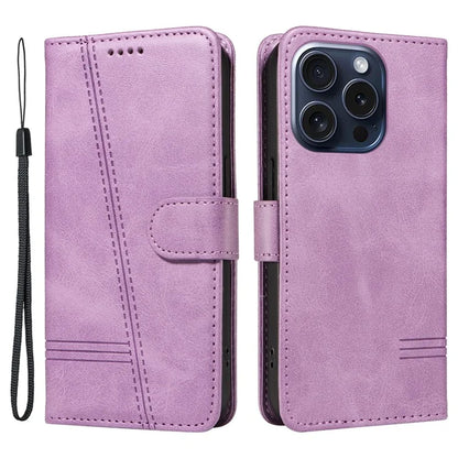 For iPhone 15 Pro Case PU Leather Folio Flip Wallet Phone Cover