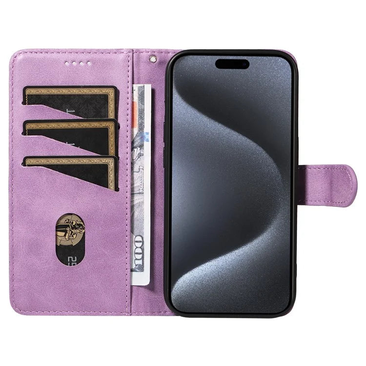 For iPhone 15 Pro Case PU Leather Folio Flip Wallet Phone Cover