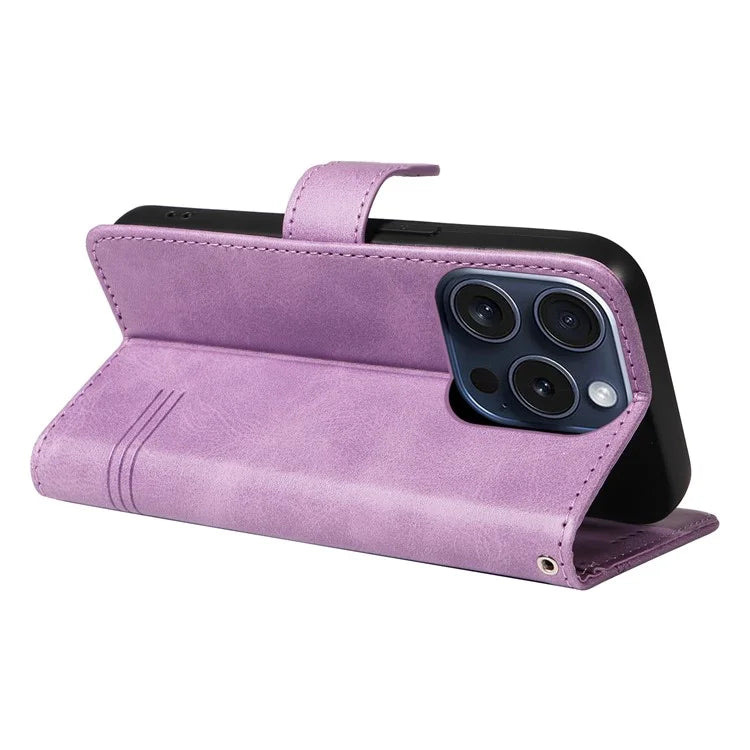 For iPhone 15 Pro Case PU Leather Folio Flip Wallet Phone Cover