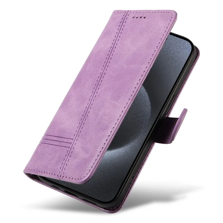 For iPhone 15 Pro Case PU Leather Folio Flip Wallet Phone Cover