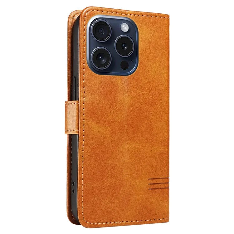For iPhone 15 Pro Case PU Leather Folio Flip Wallet Phone Cover