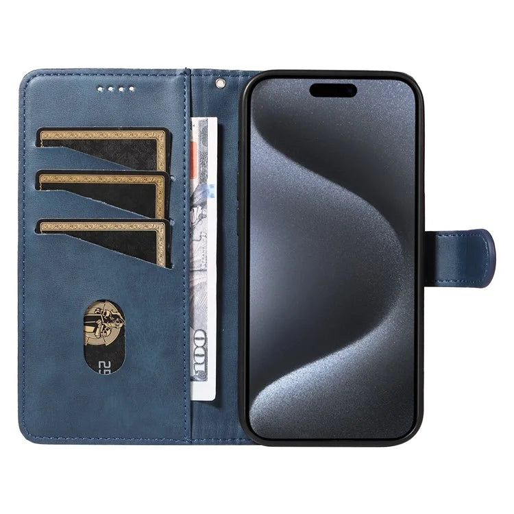 For iPhone 15 Pro Case PU Leather Folio Flip Wallet Phone Cover