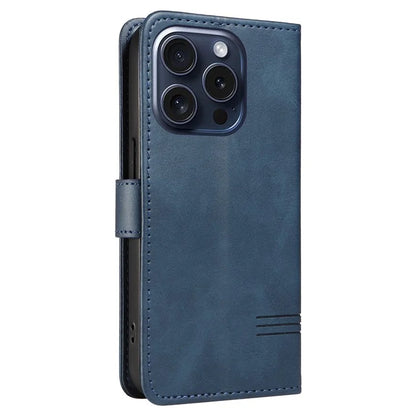 For iPhone 15 Pro Case PU Leather Folio Flip Wallet Phone Cover