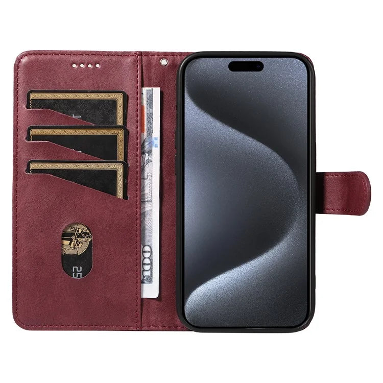 For iPhone 15 Pro Case PU Leather Folio Flip Wallet Phone Cover