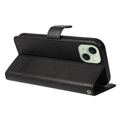 For iPhone 15 Case PU Leather Wallet Flip Folio Phone Cover T-Shape Lines