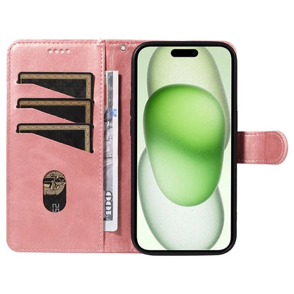 For iPhone 15 Case PU Leather Wallet Flip Folio Phone Cover T-Shape Lines