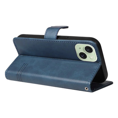For iPhone 15 Case PU Leather Wallet Flip Folio Phone Cover T-Shape Lines
