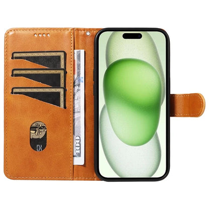 For iPhone 15 Case PU Leather Wallet Flip Folio Phone Cover T-Shape Lines