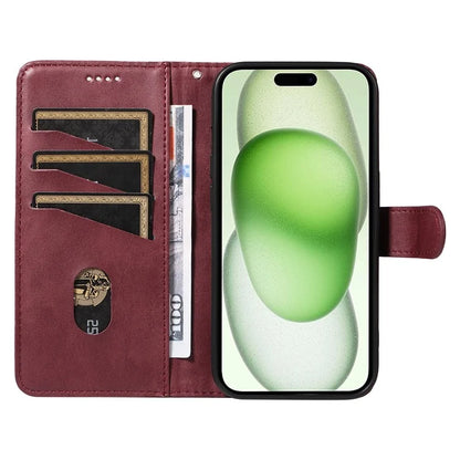 For iPhone 15 Case PU Leather Wallet Flip Folio Phone Cover T-Shape Lines