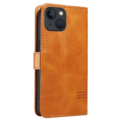 For iPhone 14 Case Lines Imprinted Flip Leather Wallet Phone Cover