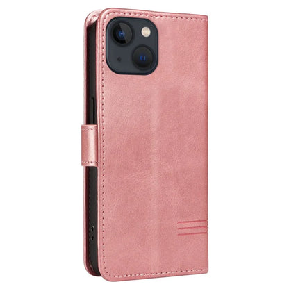 For iPhone 14 Case Lines Imprinted Flip Leather Wallet Phone Cover