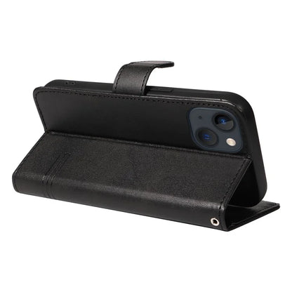 For iPhone 14 Case Lines Imprinted Flip Leather Wallet Phone Cover