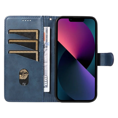 For iPhone 14 Case Lines Imprinted Flip Leather Wallet Phone Cover