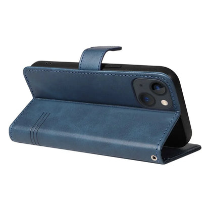For iPhone 14 Case Lines Imprinted Flip Leather Wallet Phone Cover