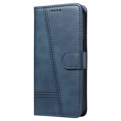 For iPhone 14 Case Lines Imprinted Flip Leather Wallet Phone Cover