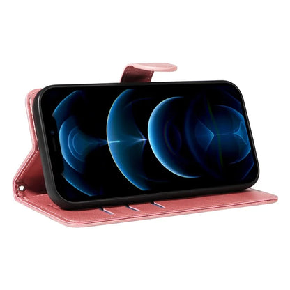 For iPhone 12 Pro Max Case Leather Wallet Cover T-Shape Lines Imprint