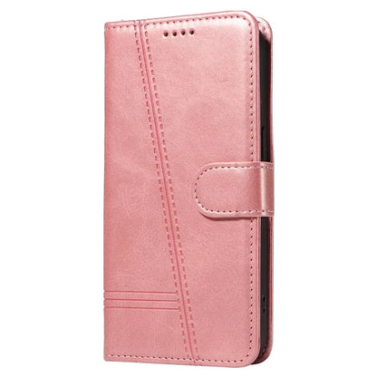 For iPhone 12 Pro Max Case Leather Wallet Cover T-Shape Lines Imprint