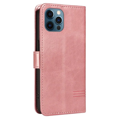 For iPhone 12 Pro Max Case Leather Wallet Cover T-Shape Lines Imprint