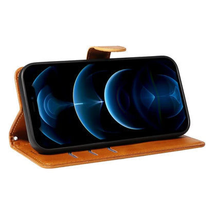 For iPhone 12 Pro Max Case Leather Wallet Cover T-Shape Lines Imprint