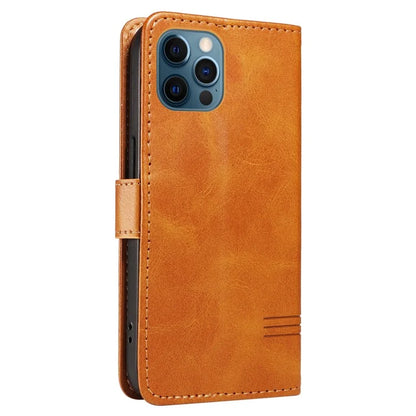 For iPhone 12 Pro Max Case Leather Wallet Cover T-Shape Lines Imprint