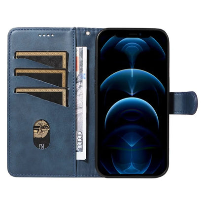 For iPhone 12 Pro Max Case Leather Wallet Cover T-Shape Lines Imprint