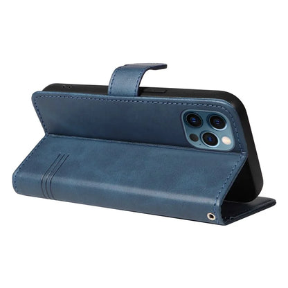 For iPhone 12 Pro Max Case Leather Wallet Cover T-Shape Lines Imprint