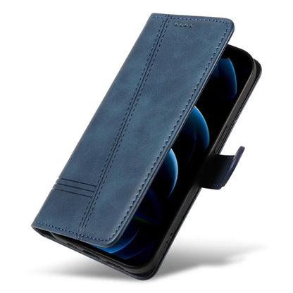 For iPhone 12 Pro Max Case Leather Wallet Cover T-Shape Lines Imprint
