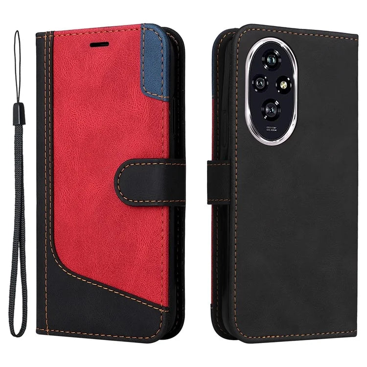 For Honor 200 5G Wallet Case 3-Color Splicing Leather Phone Cover