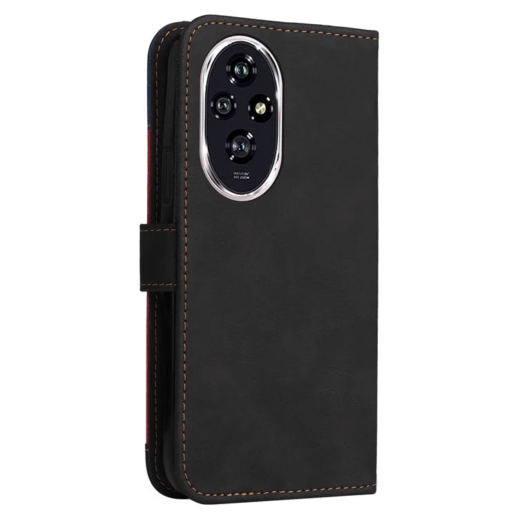 For Honor 200 5G Wallet Case 3-Color Splicing Leather Phone Cover
