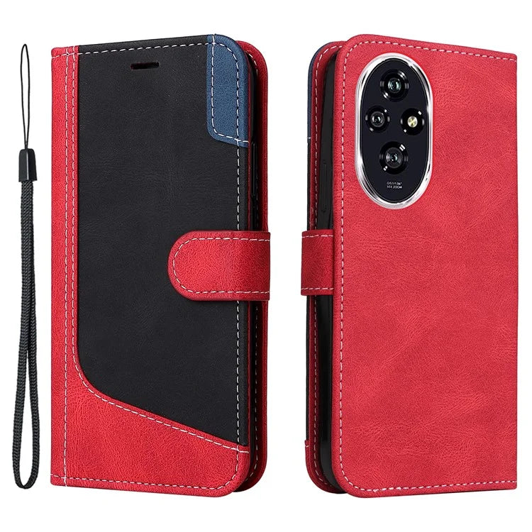 For Honor 200 5G Wallet Case 3-Color Splicing Leather Phone Cover