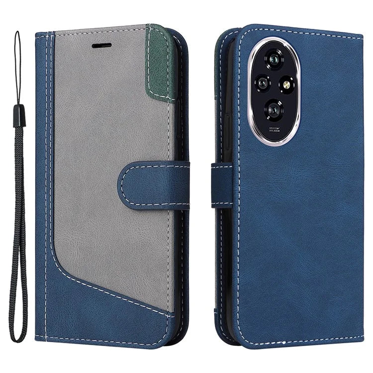For Honor 200 5G Wallet Case 3-Color Splicing Leather Phone Cover