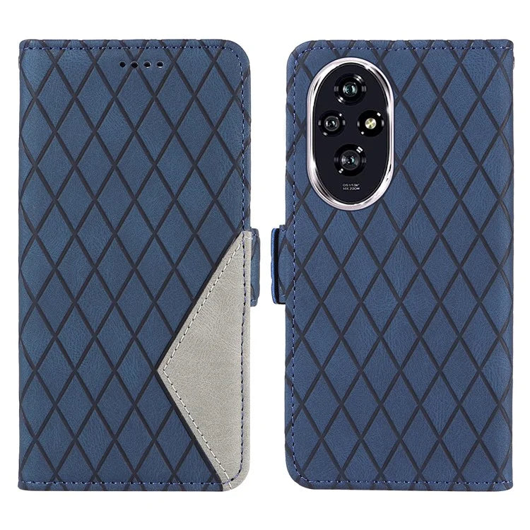 For Honor 200 5G Wallet Case Rhombus Pattern Imprint Leather Phone Cover