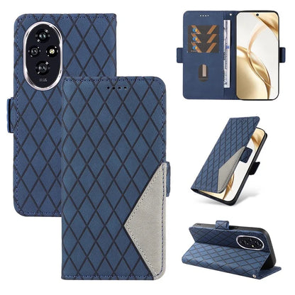 For Honor 200 5G Wallet Case Rhombus Pattern Imprint Leather Phone Cover