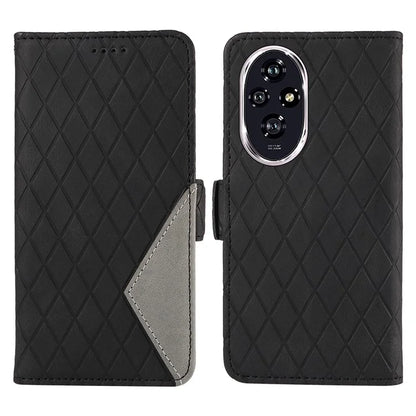 For Honor 200 5G Wallet Case Rhombus Pattern Imprint Leather Phone Cover