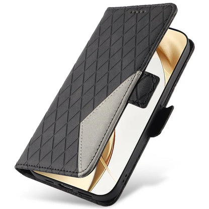 For Honor 200 5G Wallet Case Rhombus Pattern Imprint Leather Phone Cover