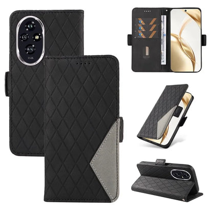 For Honor 200 5G Wallet Case Rhombus Pattern Imprint Leather Phone Cover