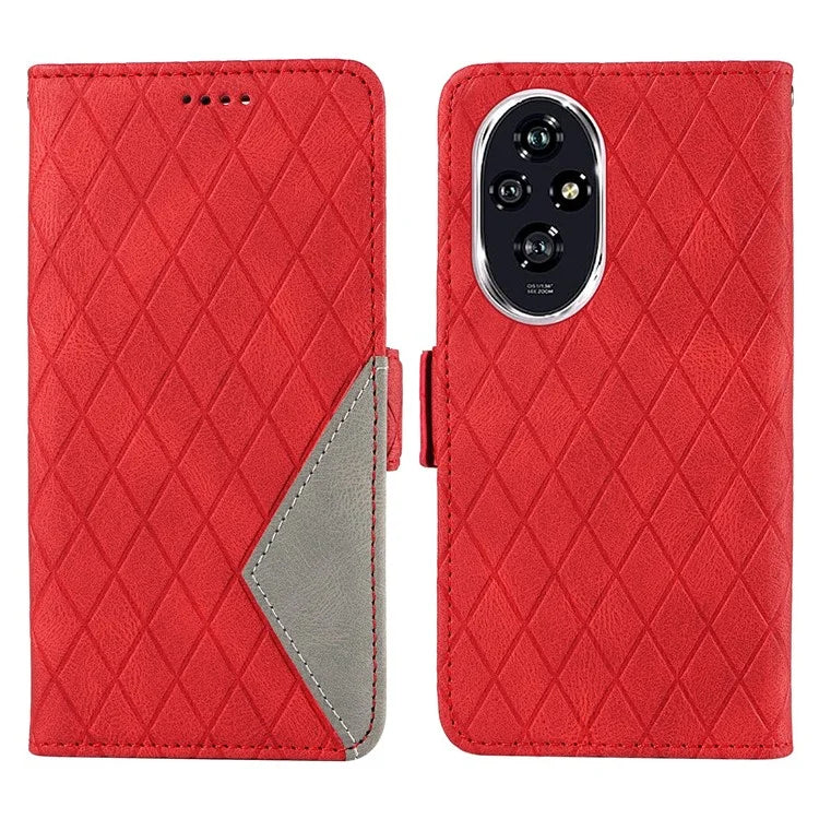 For Honor 200 5G Wallet Case Rhombus Pattern Imprint Leather Phone Cover