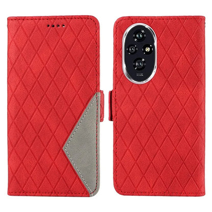 For Honor 200 5G Wallet Case Rhombus Pattern Imprint Leather Phone Cover