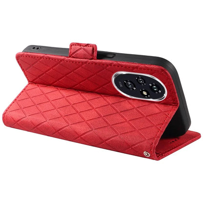 For Honor 200 5G Wallet Case Rhombus Pattern Imprint Leather Phone Cover