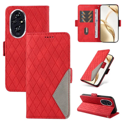 For Honor 200 5G Wallet Case Rhombus Pattern Imprint Leather Phone Cover